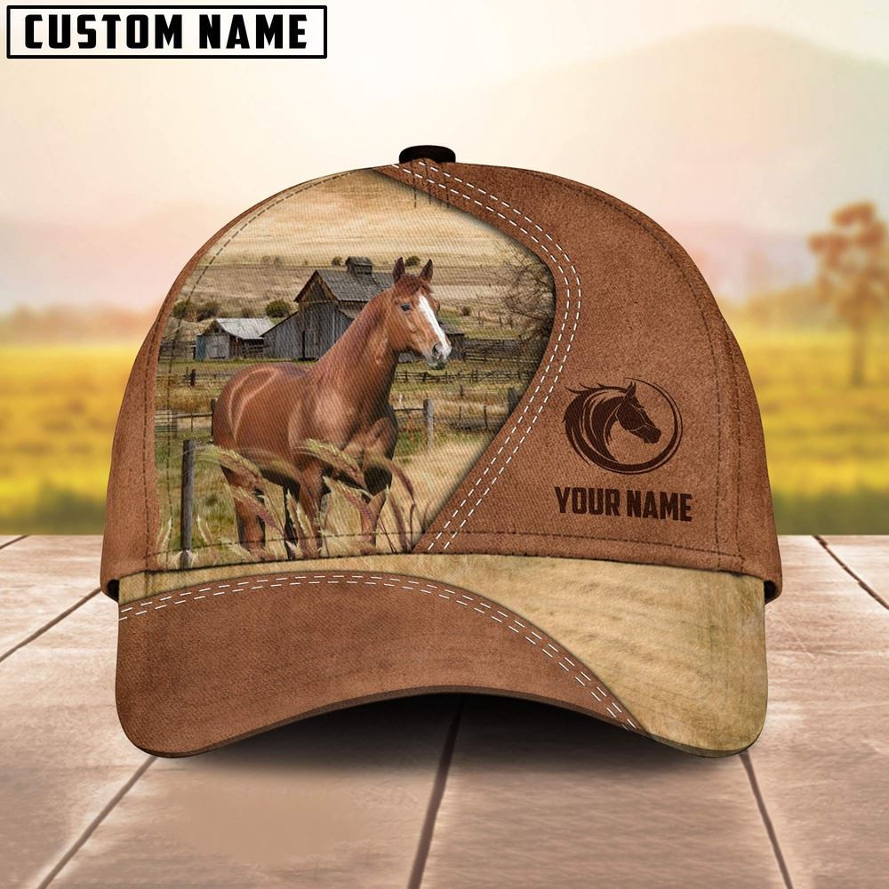 Quarter Horses Customized Name Brown Cap Farmer Baseball Cap Unique Gifts For Farmers