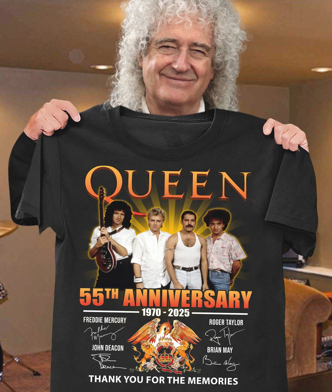 Queen 55Th Anniversary 1970-2025 Shirt Thank You For The Memories Best Gifts For Queen Fans