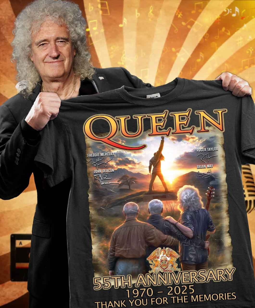 Queen 55Th Anniversary 1970-2025 Thank You For The Memories Shirt Gifts For Queen Fans