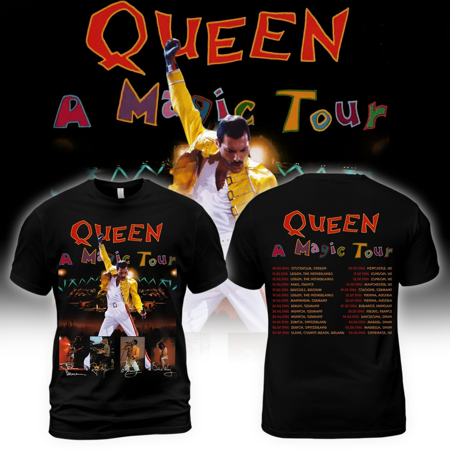 Queen A Magic Tour 1986 Throwback T-Shirt Queen Rock Band Merchandise Best Fan Gifts