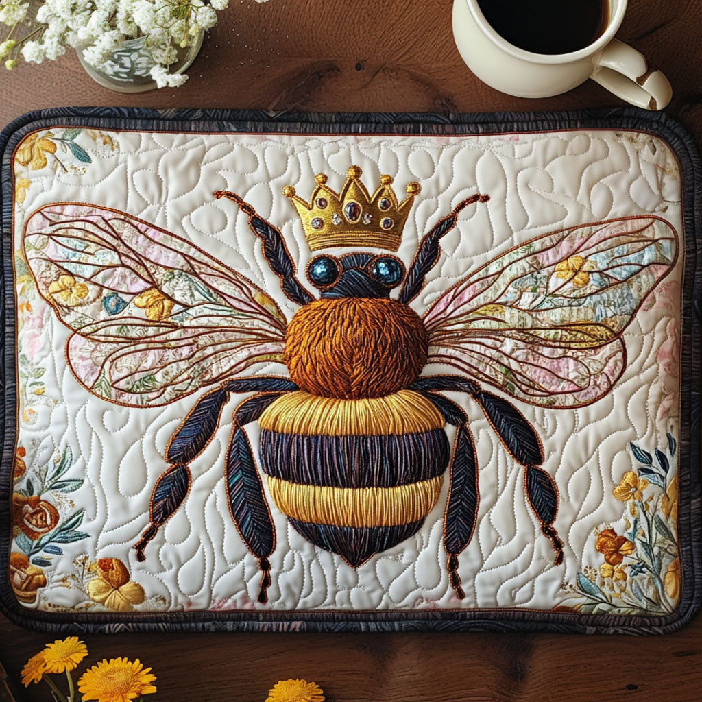 Queen Bee Majesty Quilted Placemat Modern Holiday Decor Bee Christmas Gifts