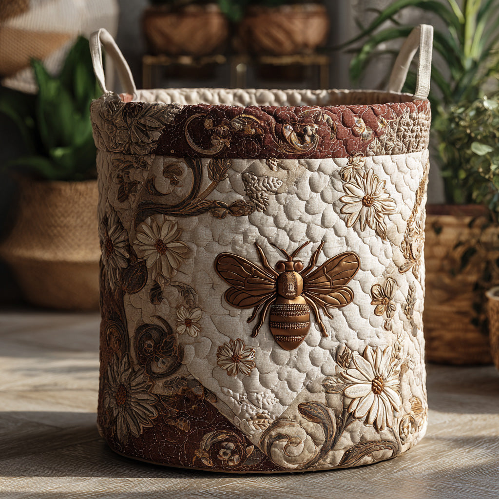 Queen Bee Quilted Laundry Basket Lightweight Quilted Laundry Bag for Modern Homes