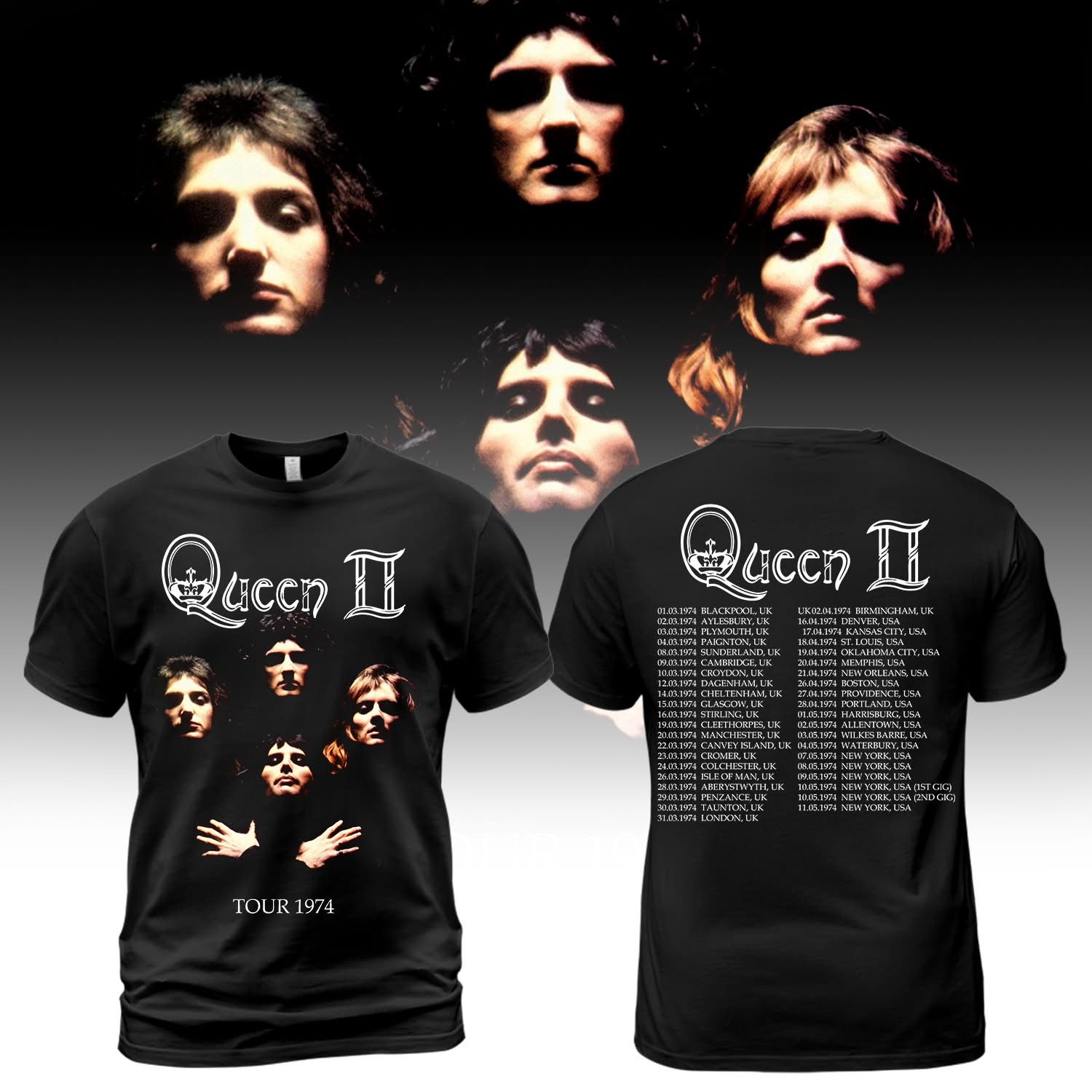 Queen II Tour 1974 T-Shirt Gifts For Someone Who Loves Music