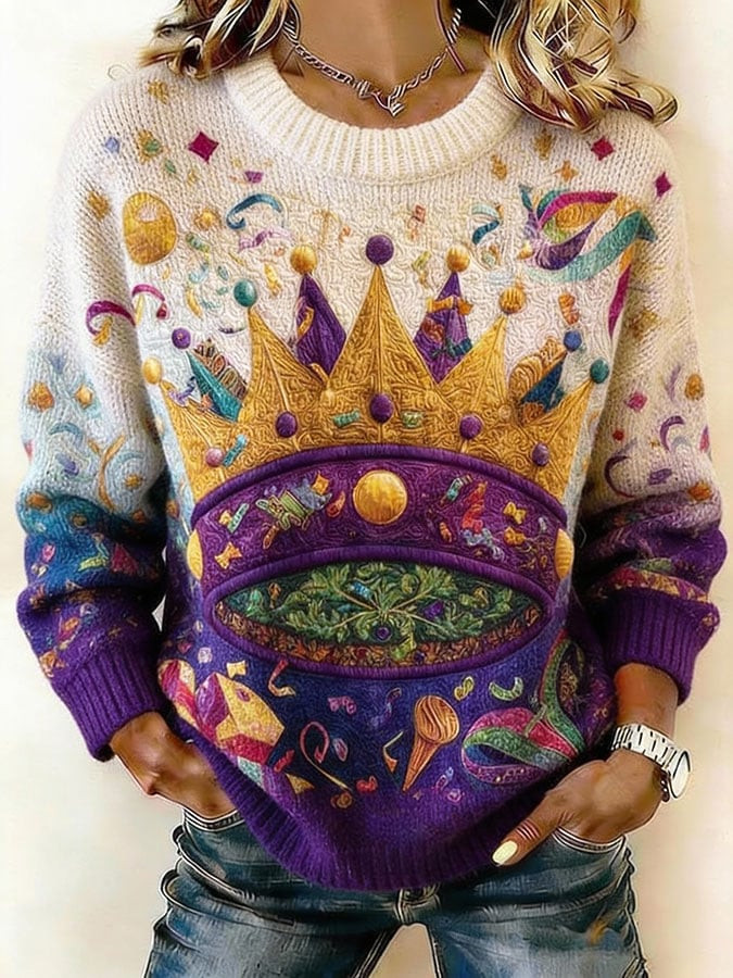 Queen Mardi Gras Sweater Mardi Gras Themed Clothes Gifts For Mother In Law