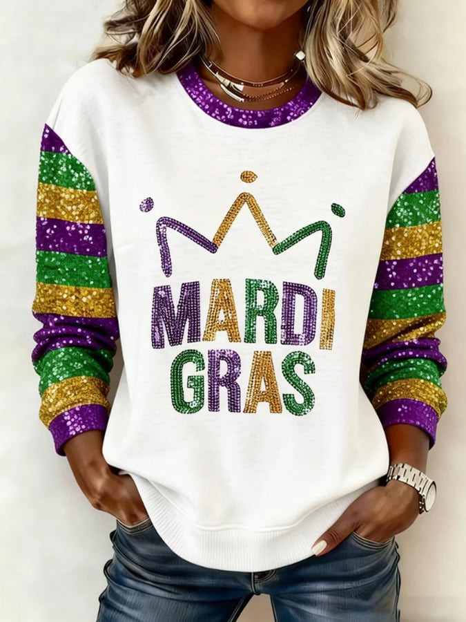 Queen Mardi Gras Sweatshirt New Orleans Mardi Gras Holiday Clothes Cool Gifts For Sister