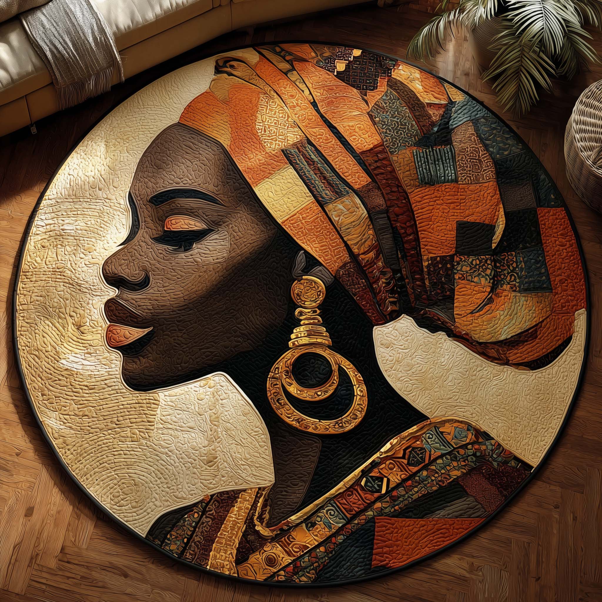 Queen Of Heritage Quilted Round Mat Durable Quilted Round Mat for Everyday Use