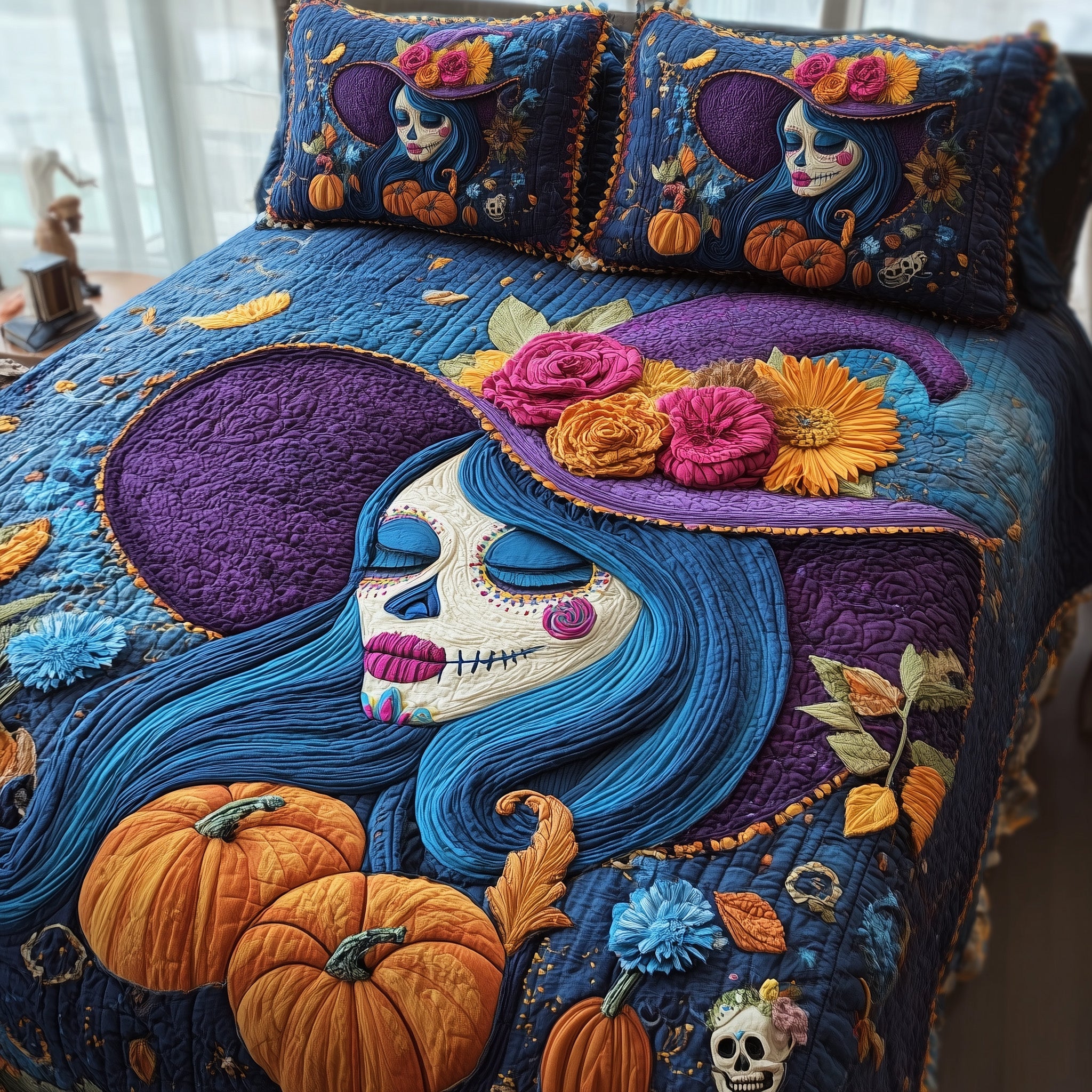 Queen Of The Dead Quilted Bedding Set Cotton Sateen