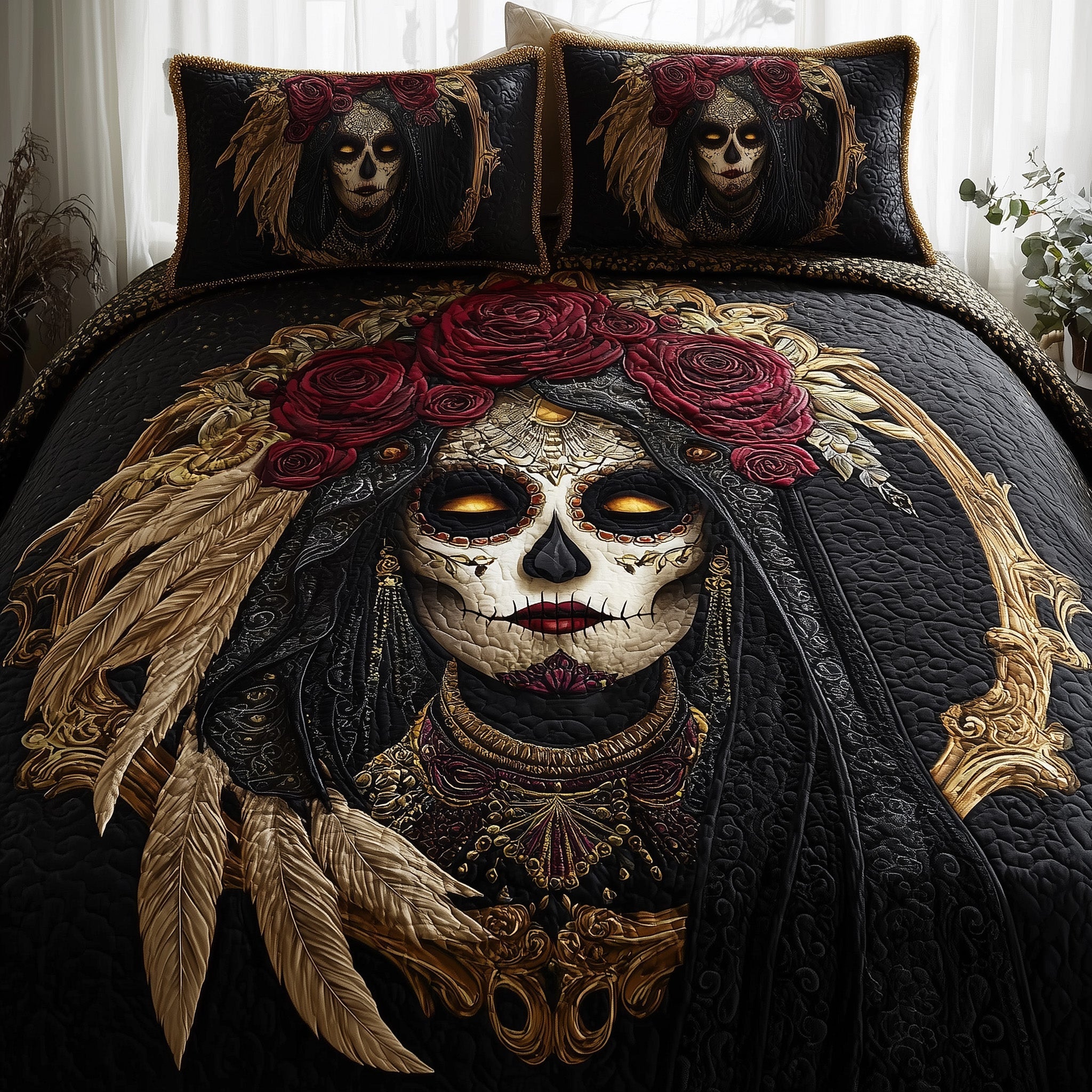 Queen Of The Dead Quilted Bedding Set For Men