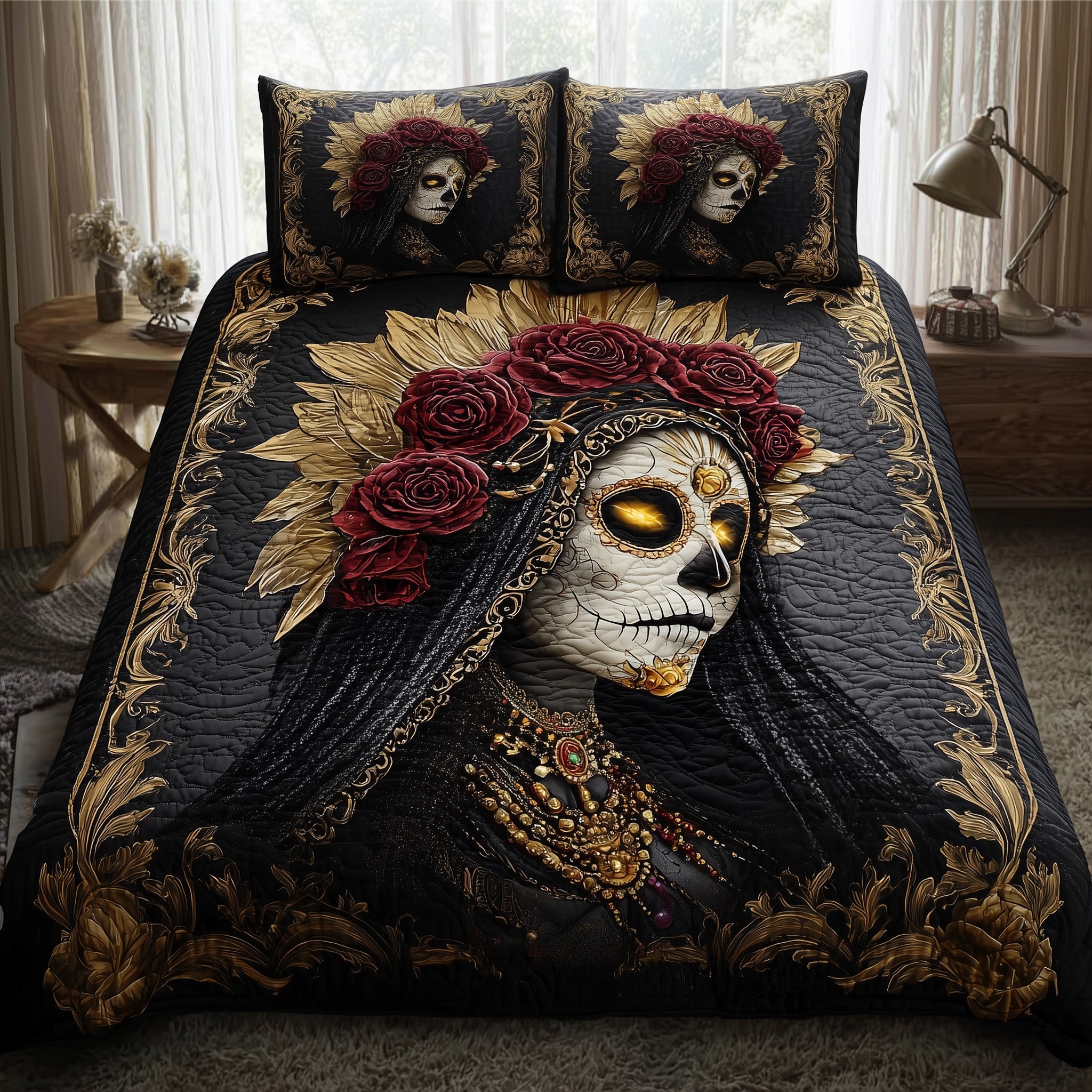 Queen Of The Dead Quilted Bedding Set Holiday Gift