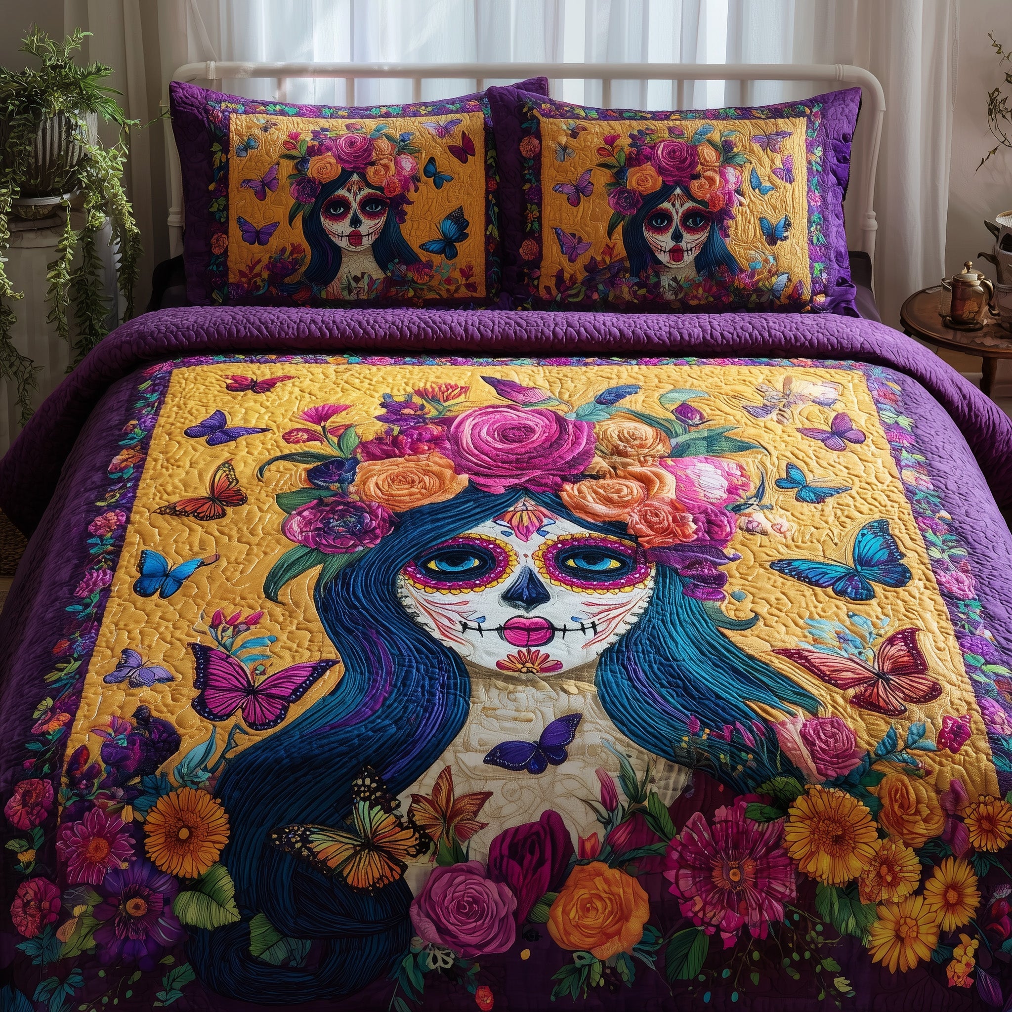 Queen Of The Dead Quilted Bedding Set Hypoallergenic