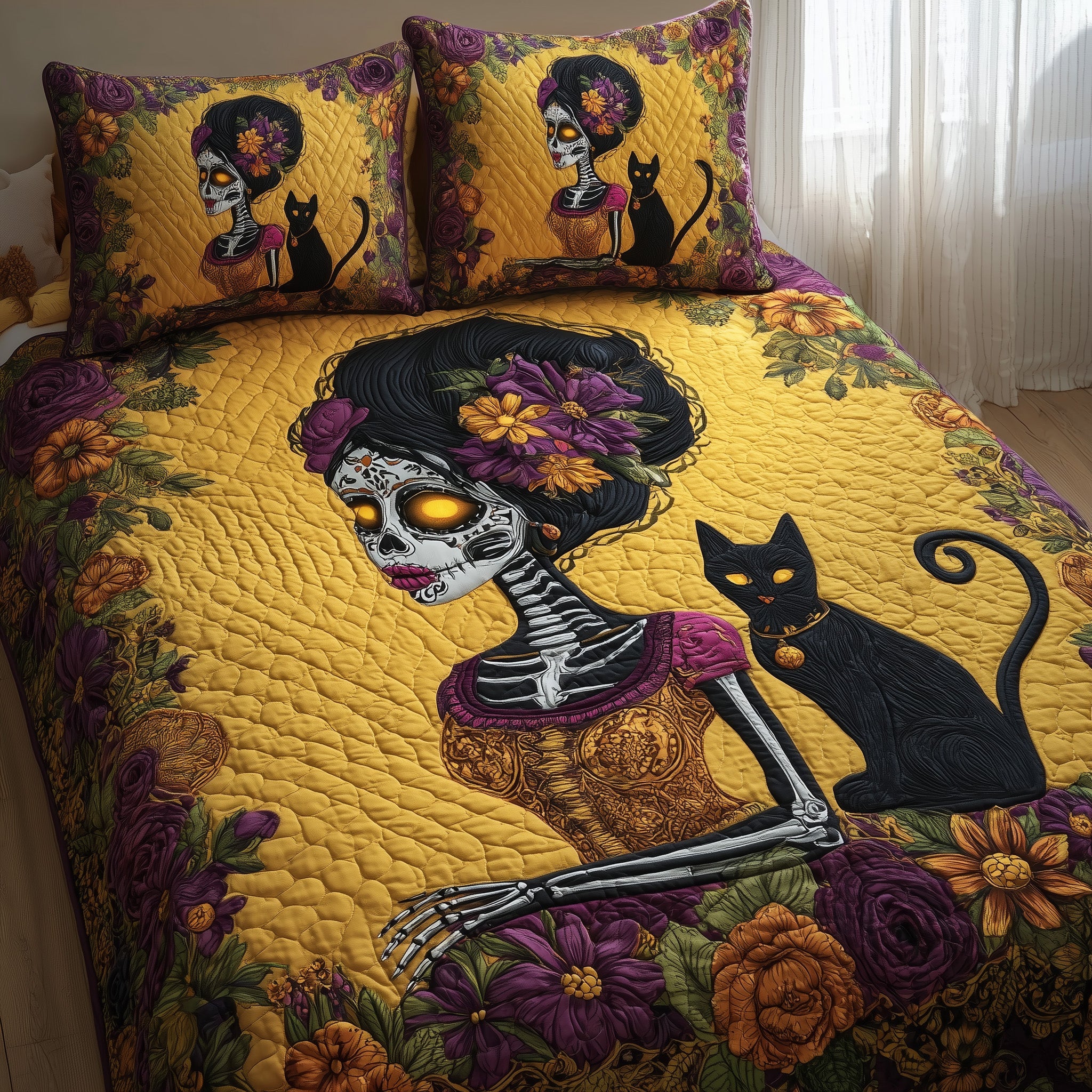 Queen Of The Dead Quilted Bedding Set Machine Washable