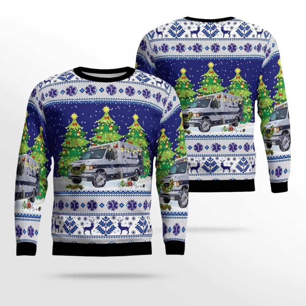 Queens New York Little Neck Douglaston Community Ambulance Corps AOP Ugly Sweater Unisex Christmas Gift
