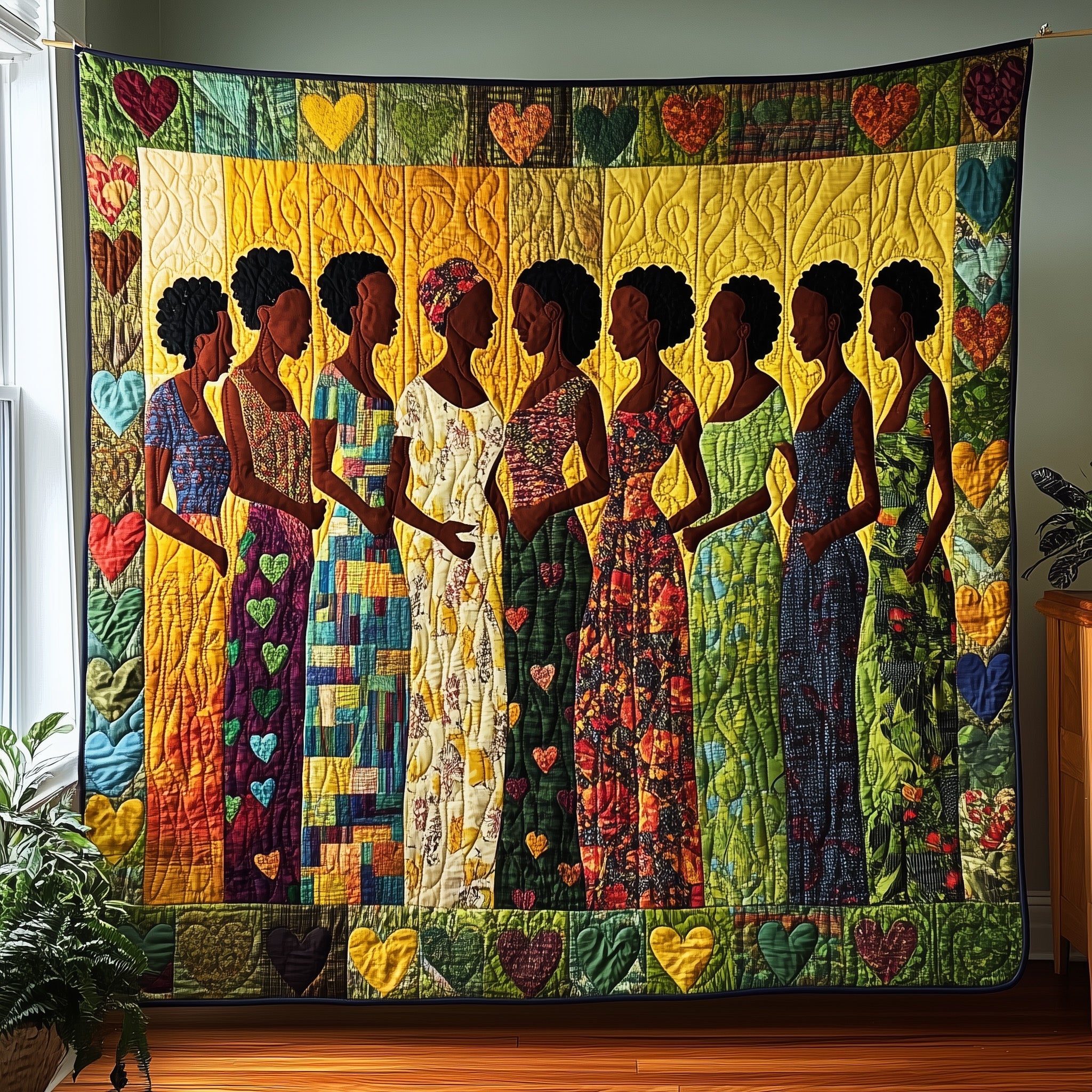 Queens of Heritage Quilted Blanket Merchandise Throw BlanketBlack Women Melanin Gifts