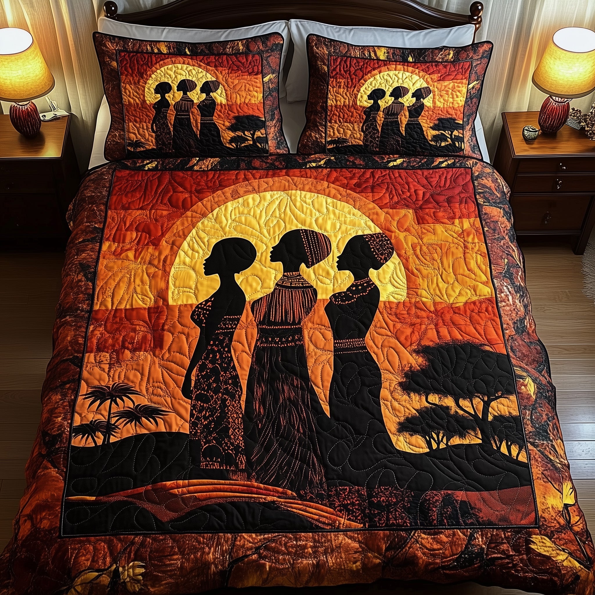 Queens of the Savanna Quilted Bedding Set Duvet Cover Bedspread African American Gifts For Her