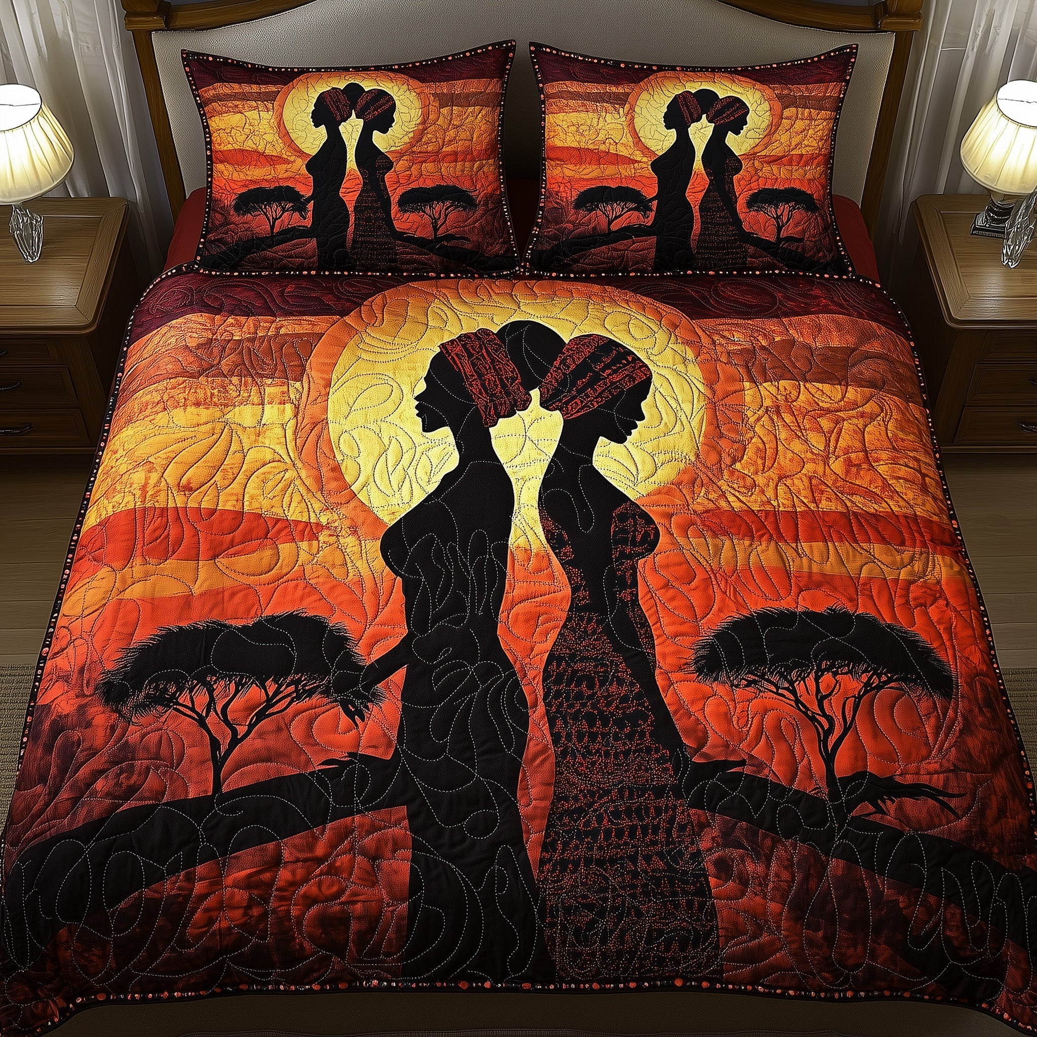 Queens of the Savanna Quilted Bedding Set Duvet Cover Bedspread African American Gifts For Women