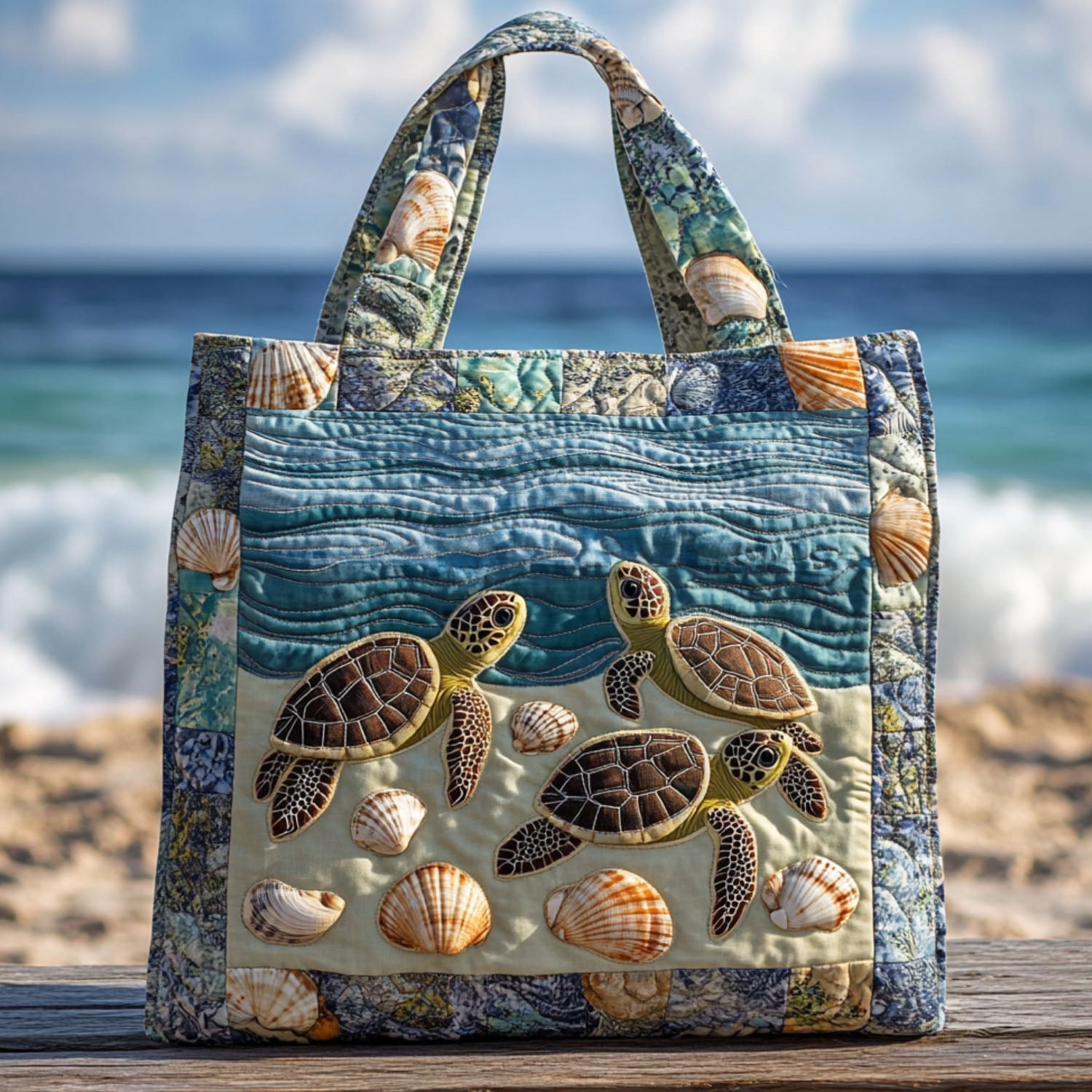 Quiet Adventurer Quilted Tote Bag Ocean Beach Themed Presents