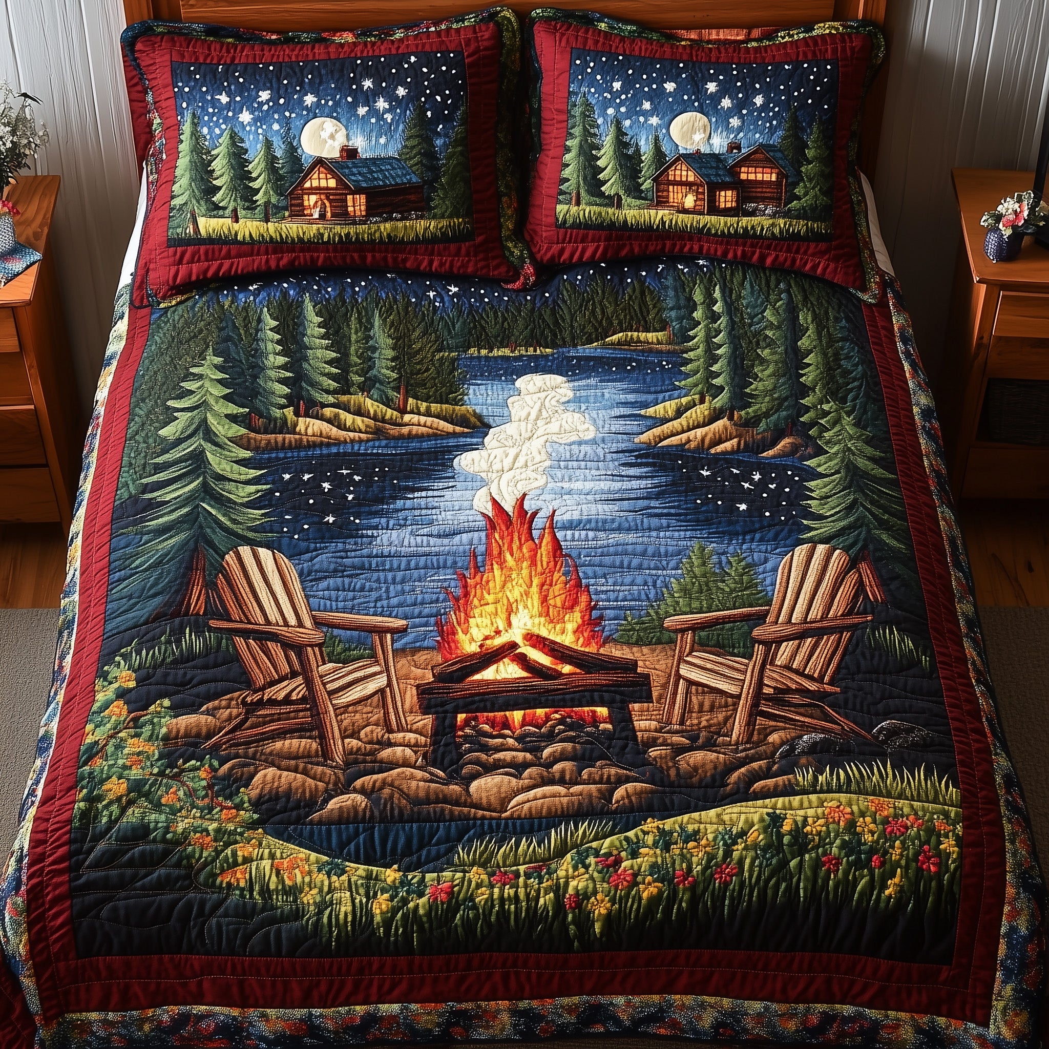 Quiet Harmony Quilted Bedding Set Duvet Cover Bedspread Special Camping Gifts