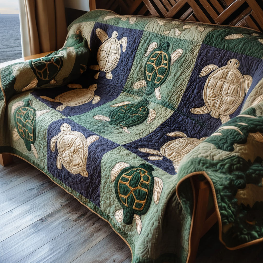 Quiet Lagoon Quilted Sofa Cover Holiday Couch Covers Christmas Gifts For People Who Loves Sea Turtle
