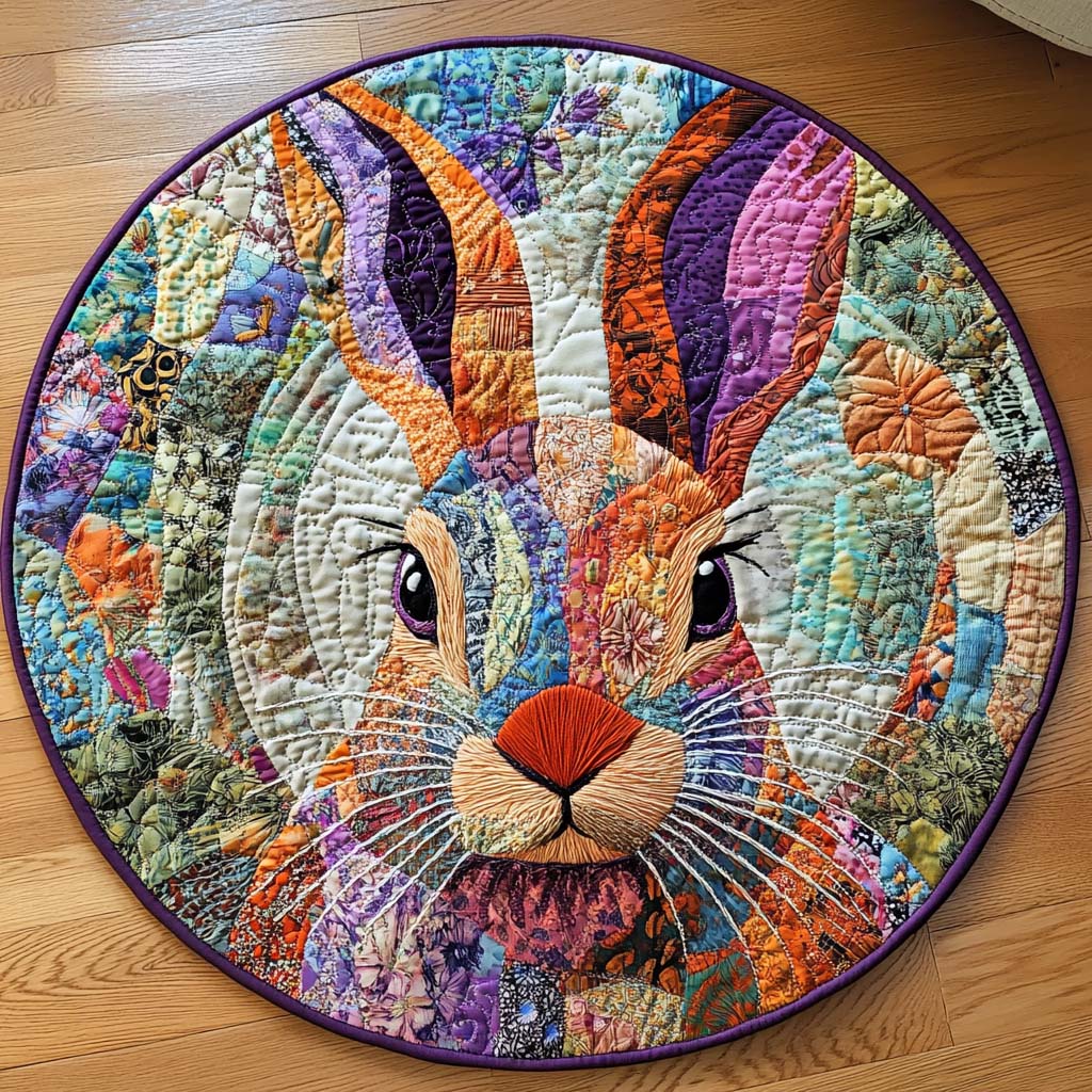 Quiet Nest Quilted Round Mat Home Front Door Design Gifts For Bunny Owners