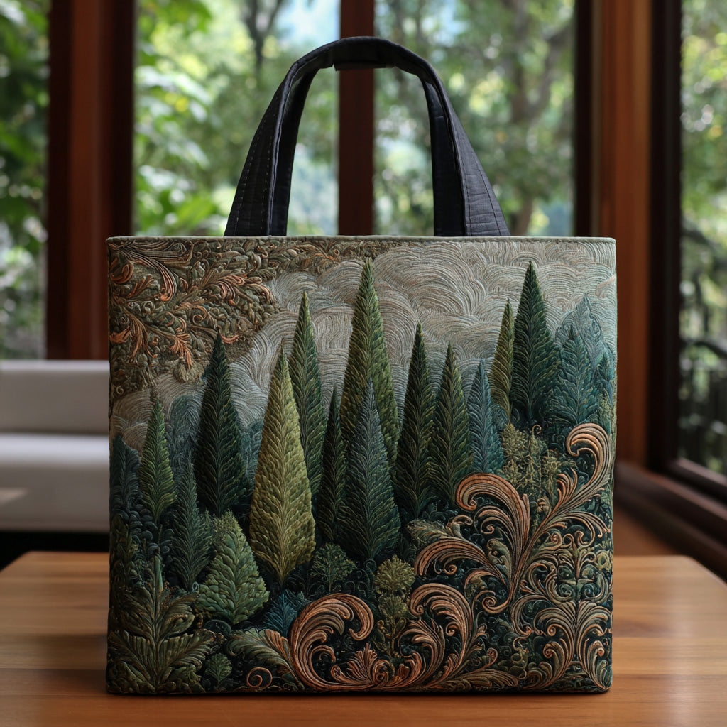 Quiet Pines Quilted Tote Bag Forest Themed Gifts