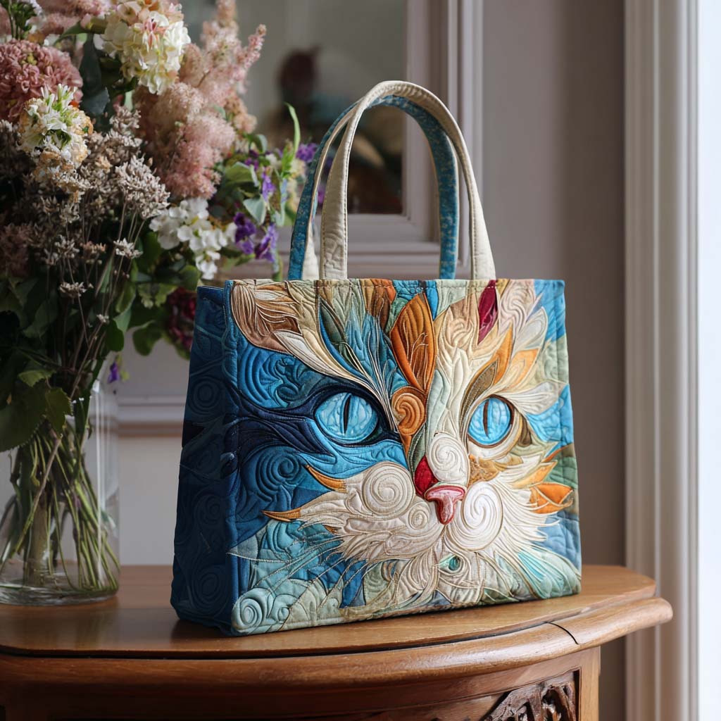 Quiet Purr Quilted Tote Bag Autumn Themed Gifts