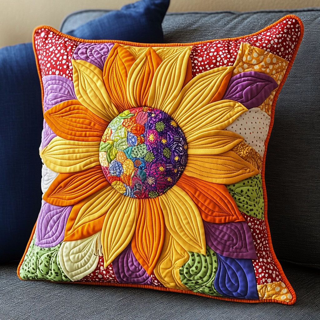 Quiet Radiance Quilted Pillow Case Decorative Pillow Cases Sunflower Gift Items