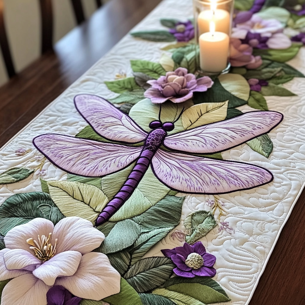 Quiet Retreat Quilted Table Runner Dining Table Decor Ideas Dragonfly Gifts For Her