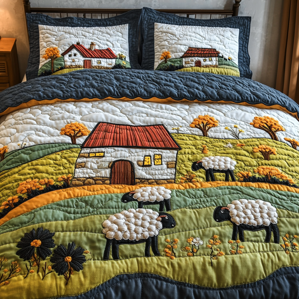 Quiet Sheep Quilted Bedding Set Best Comforter Sets Sheep Gifts For Her