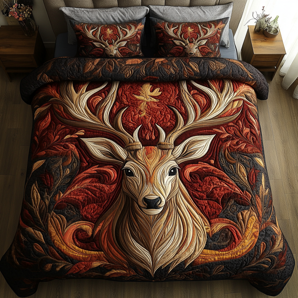 Quiet Stag Quilted Bedding Set Bed Decor Ideas Deer Gifts For Him