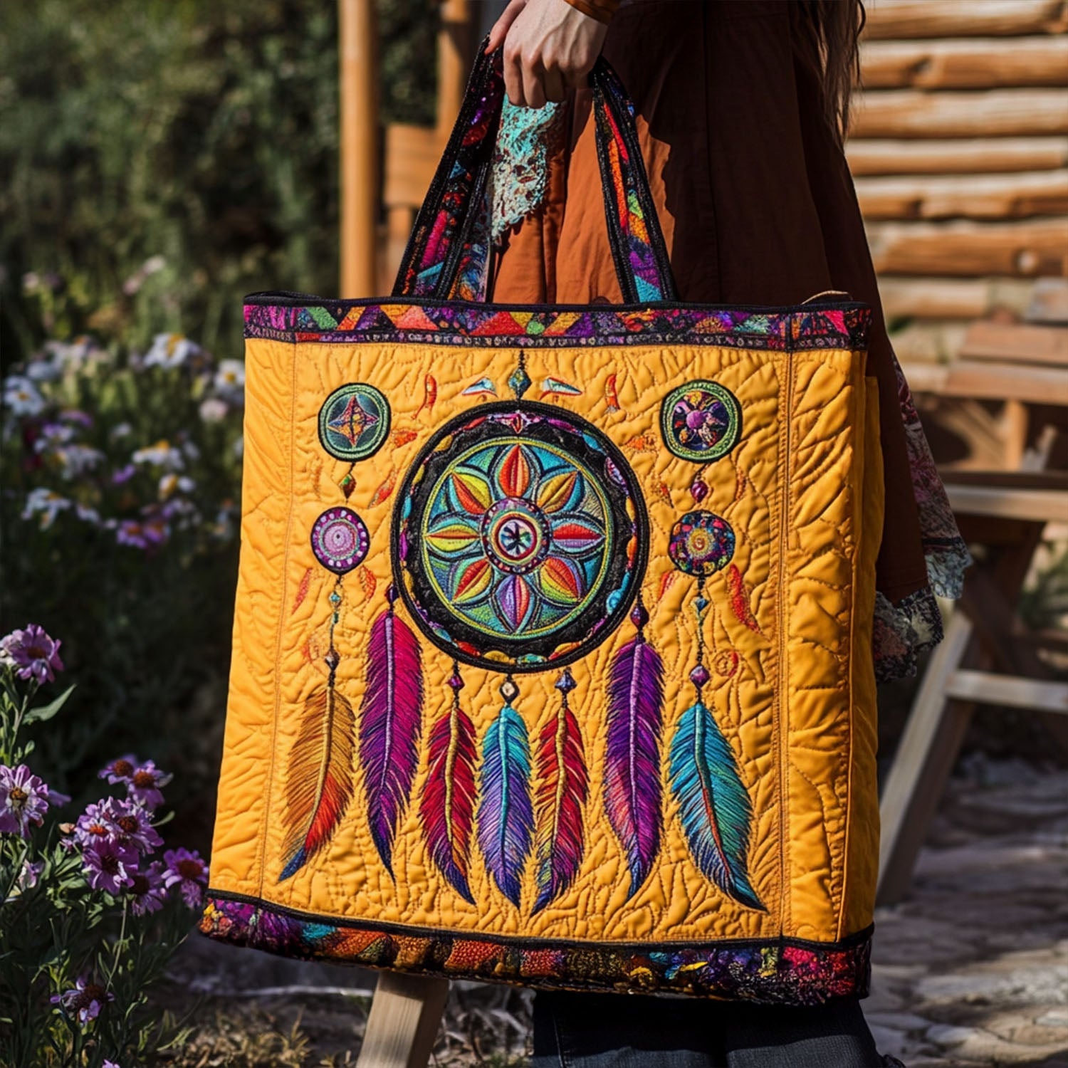 Quilted Catcher Quilted Tote Bag Native American Gifts For Her