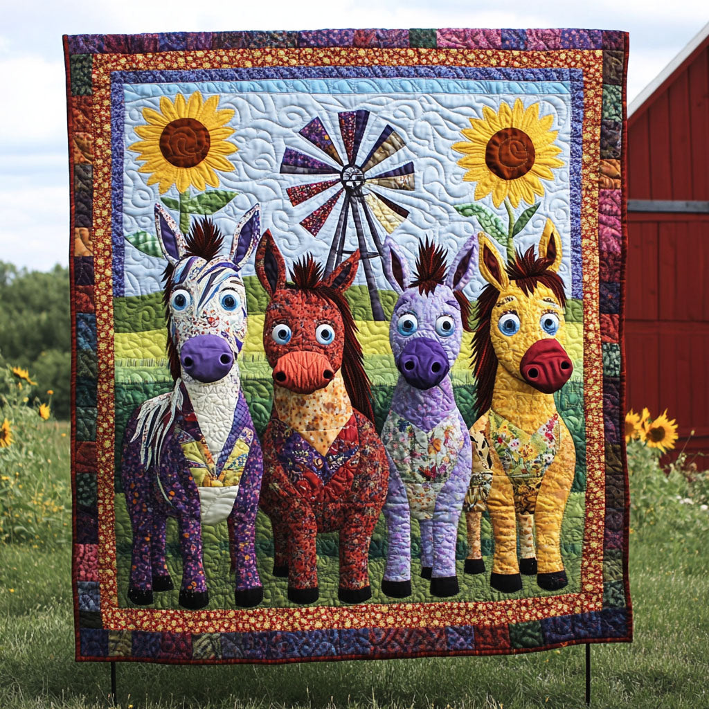 Quirky Burros Quilted Blanket Holiday Throw Blanket Donkey Related Gifts