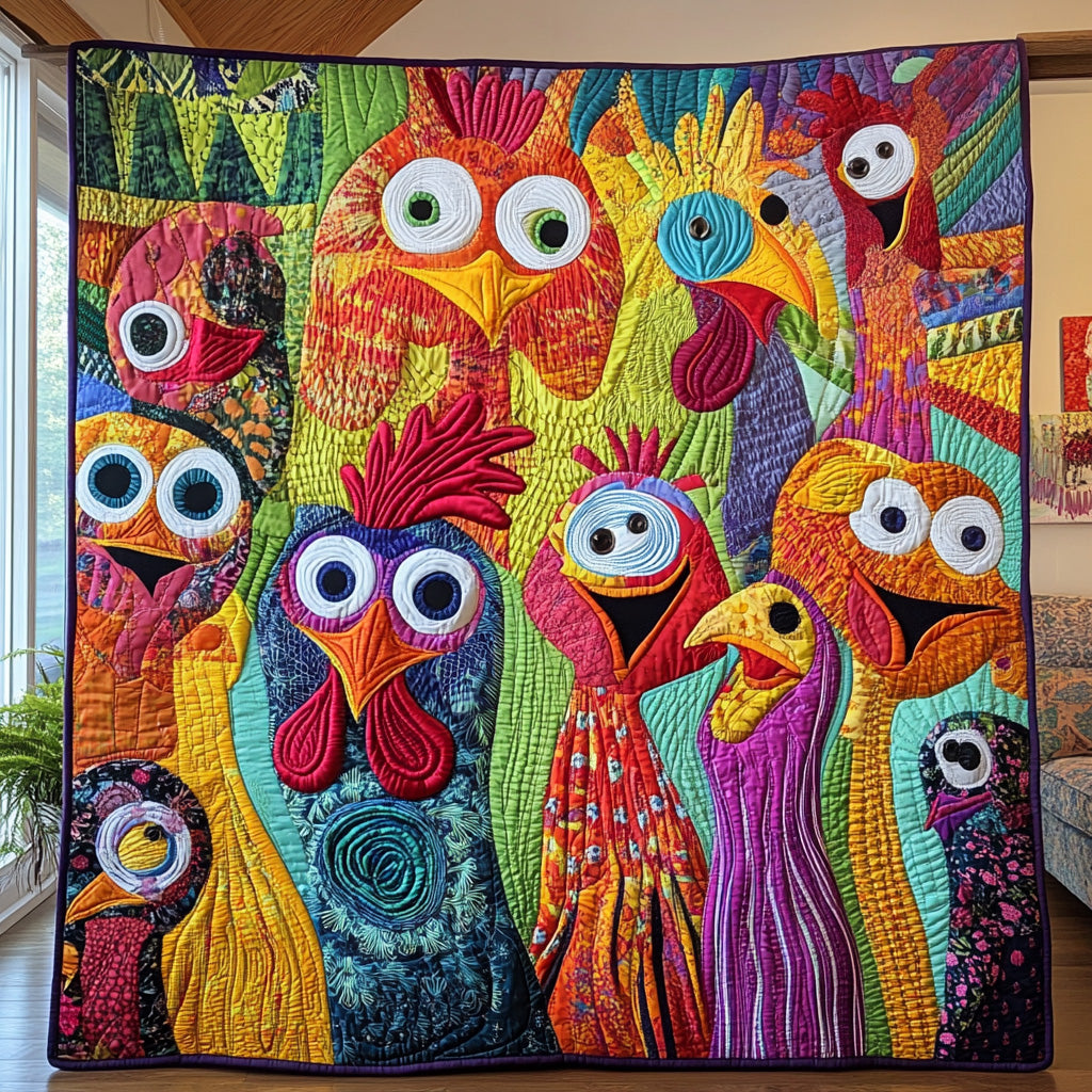 Quirky Farmhouse Quilted Blanket Merchandise Throw BlanketBest Chicken Lover Gift Ideas