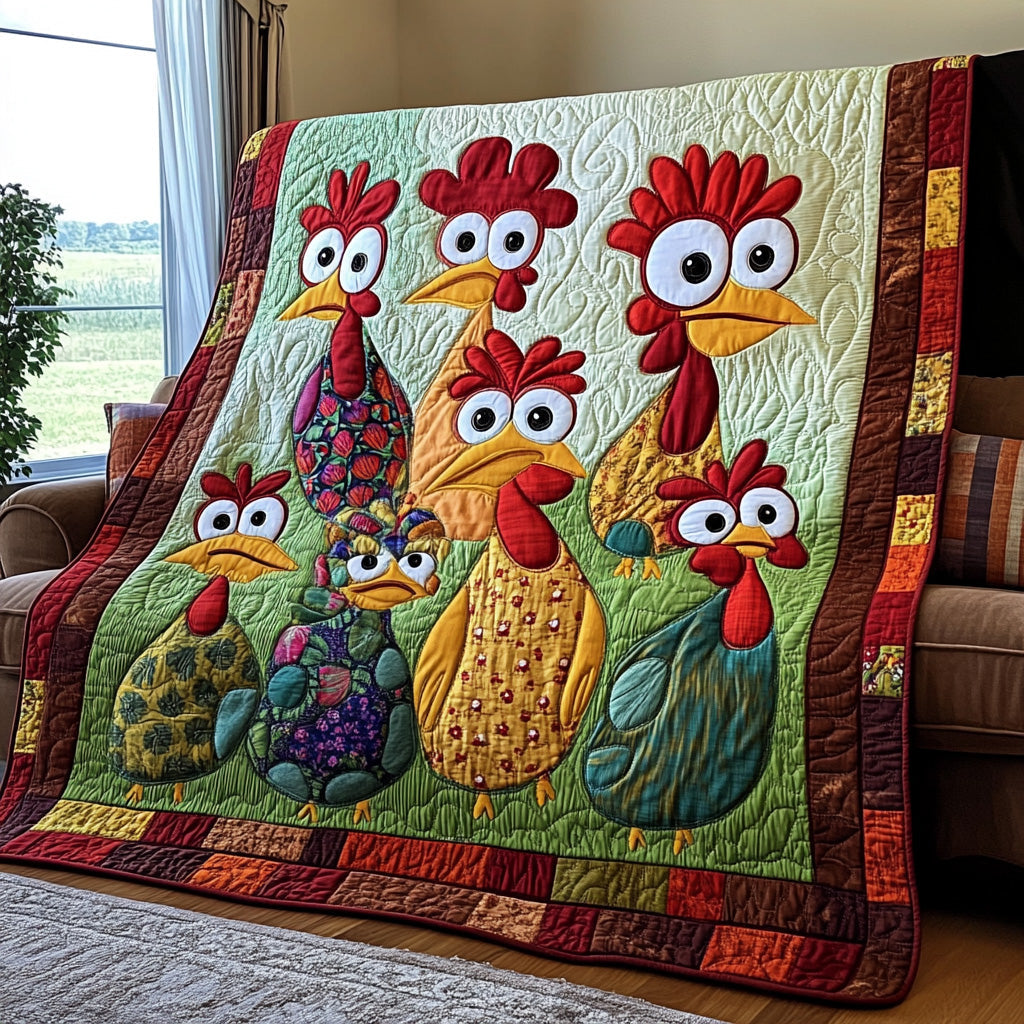Quirky Farmhouse Quilted Blanket Merchandise Throw BlanketChicken Christmas Presents
