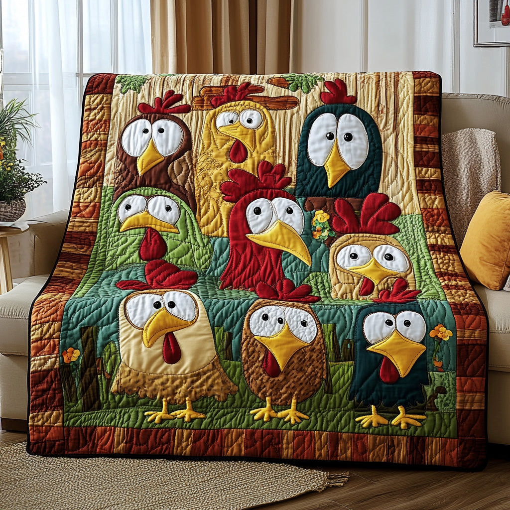 Quirky Farmhouse Quilted Blanket Merchandise Throw BlanketChristmas Gifts For Chicken Lovers