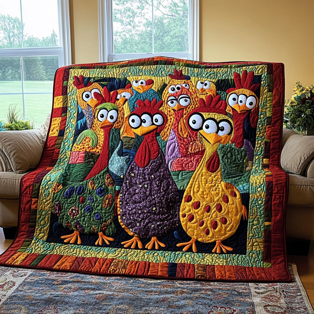 Quirky Farmhouse Quilted Blanket Merchandise Throw BlanketChristmas Presents For Chicken Lovers
