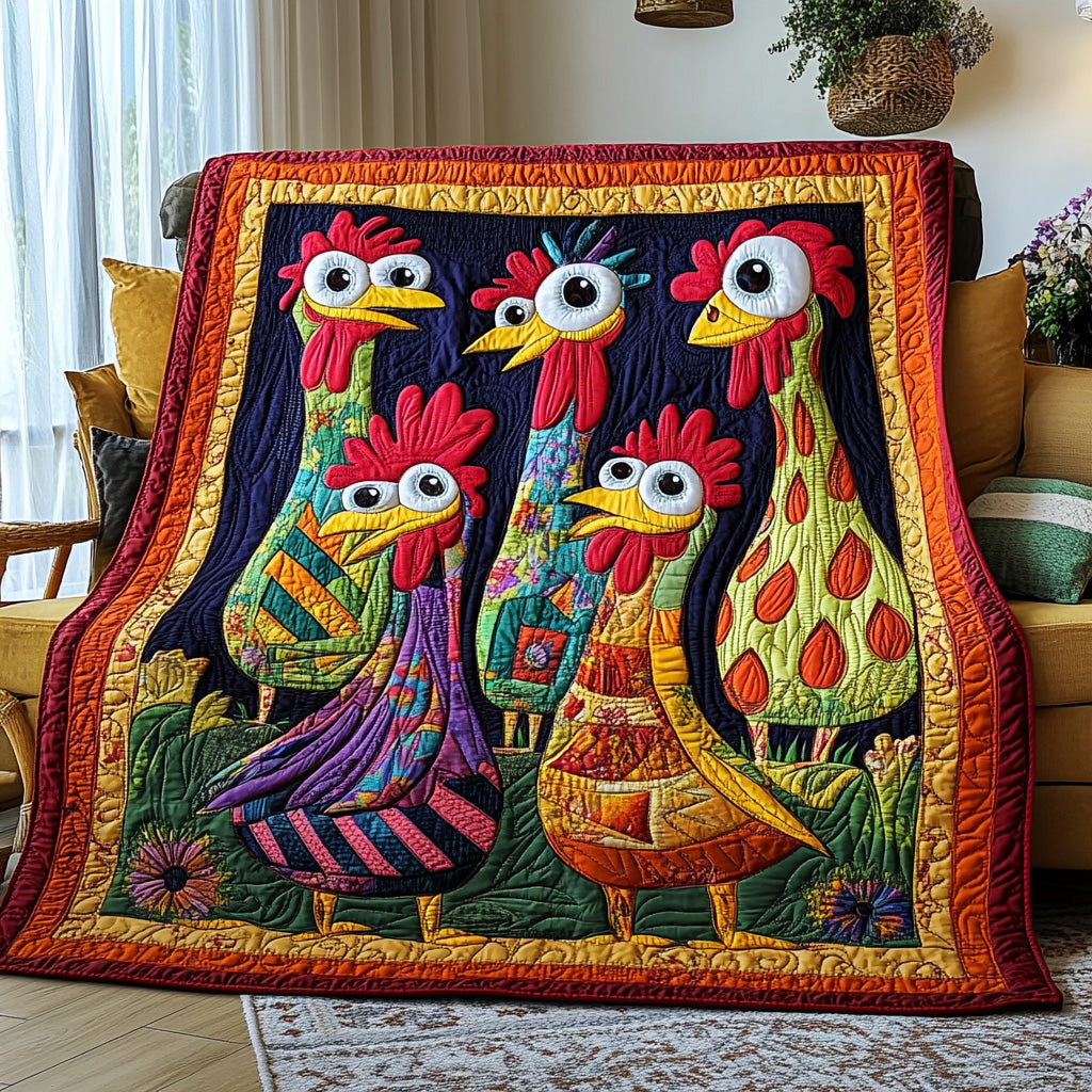 Quirky Farmhouse Quilted Blanket Merchandise Throw BlanketCute Gifts For Chicken Lovers