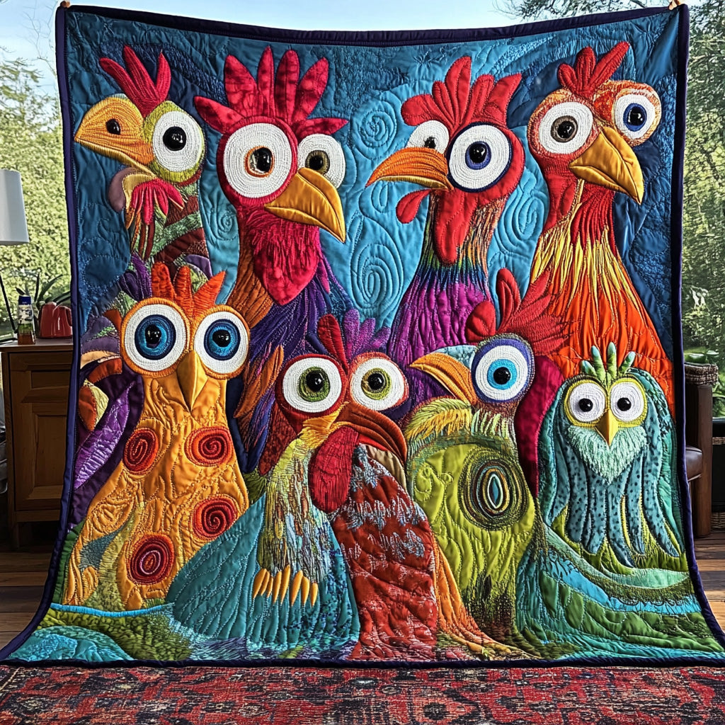 Quirky Farmhouse Quilted Blanket Merchandise Throw BlanketGift Ideas For Chicken Lovers