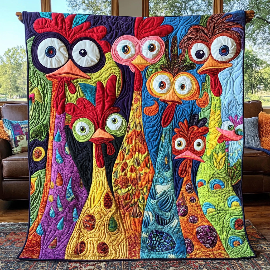 Quirky Farmhouse Quilted Blanket Merchandise Throw BlanketGift Ideas For Chicken Owners