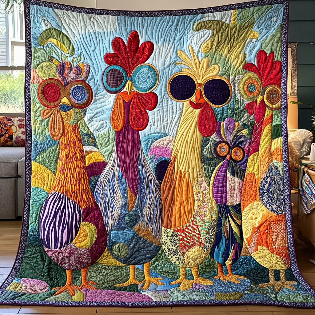 Quirky Farmhouse Quilted Blanket Merchandise Throw BlanketGreat Chicken Lover Gifts