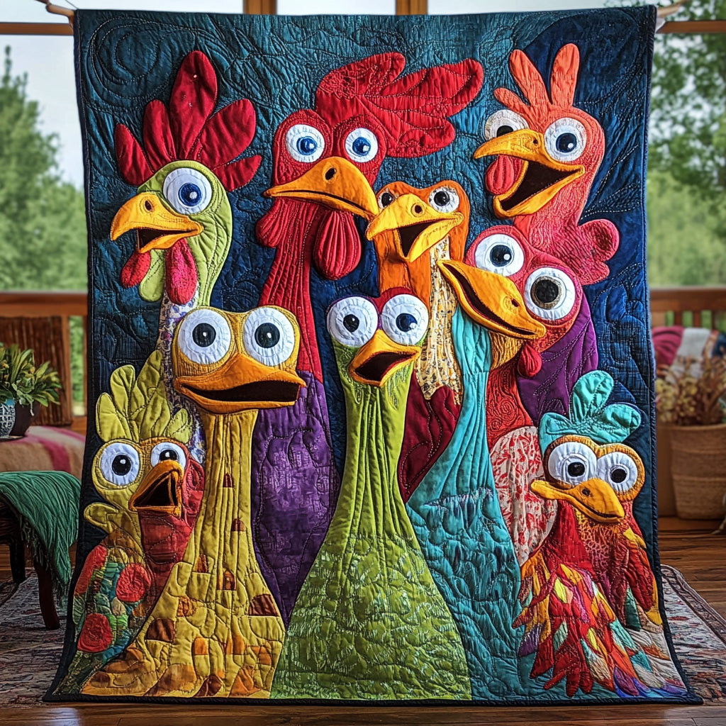 Quirky Farmhouse Quilted Blanket Merchandise Throw BlanketPresents For Chicken Owners