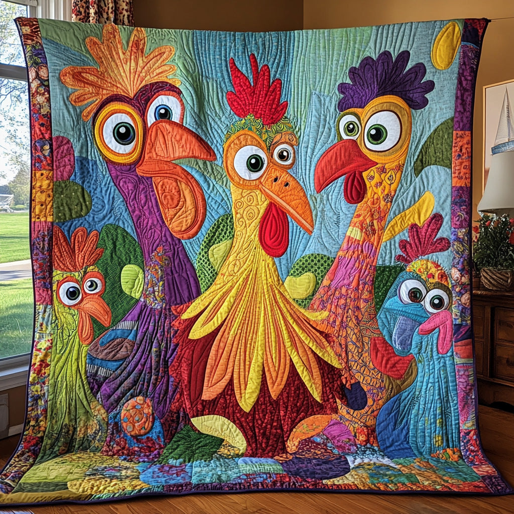 Quirky Farmhouse Quilted Blanket Merchandise Throw BlanketUnique Gifts For Chicken Lovers