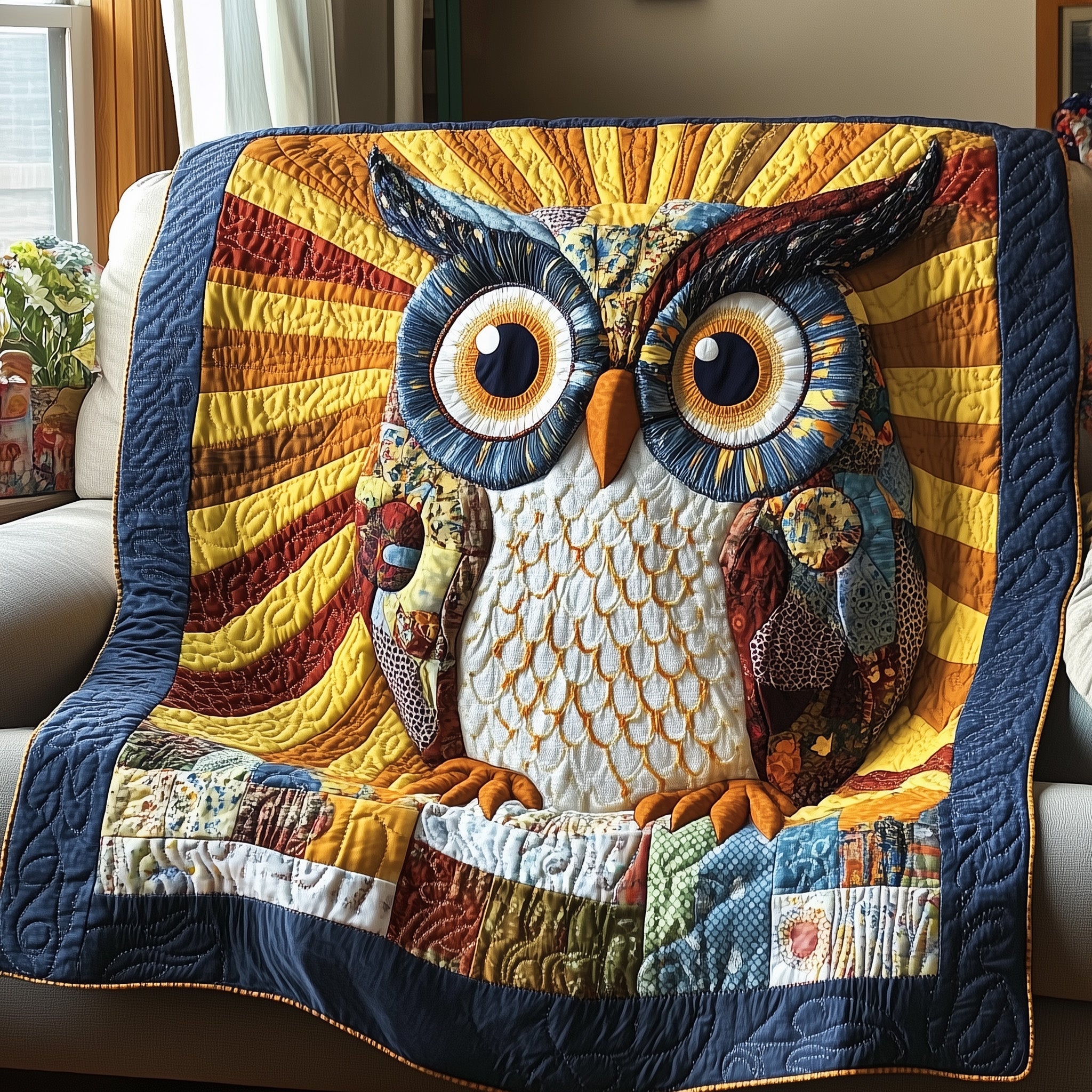 Quirky Owl Quilted Blanket Cute Bed BlanketOwl Gifts For Adults