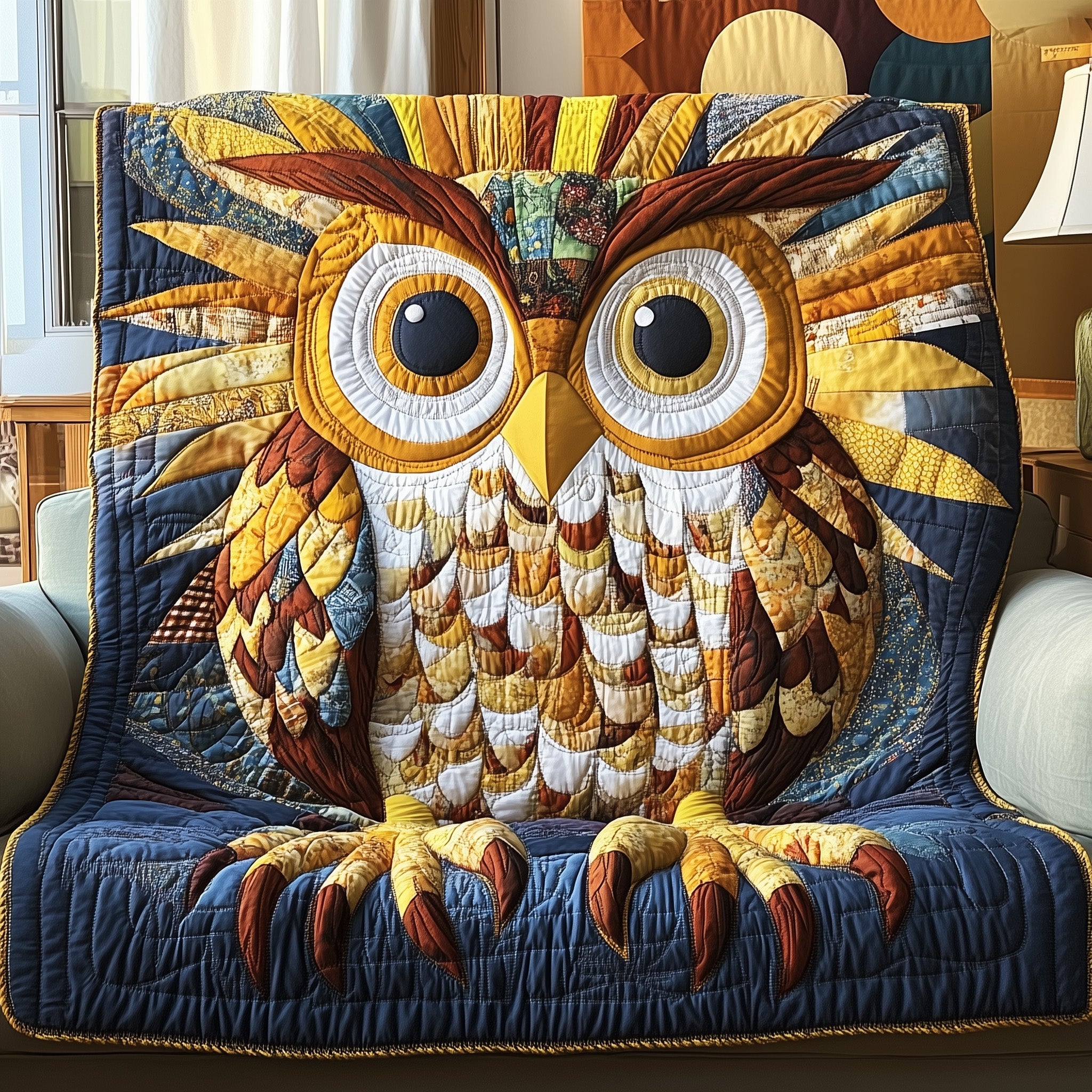 Quirky Owl Quilted Blanket Cute Bed BlanketUnique Owl Gifts