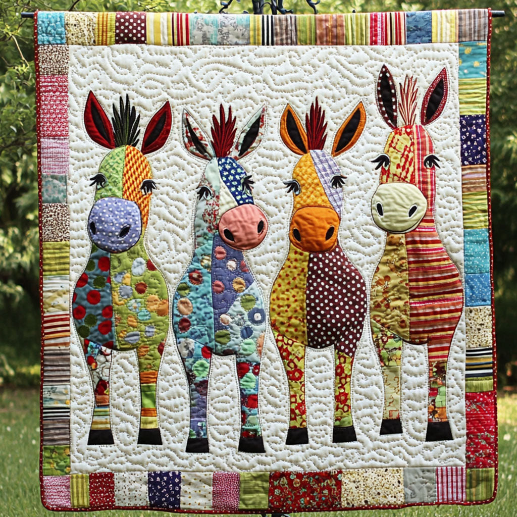 Quirky Quartet Quilted Blanket Cool Throw Blanket Donkey Present Ideas