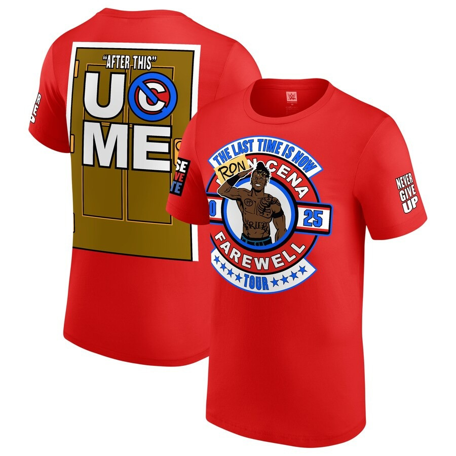R-Truth Ron Cena T-Shirt Men's Red WWE The Last Time Is Now FareWell Tour 2025 Merch