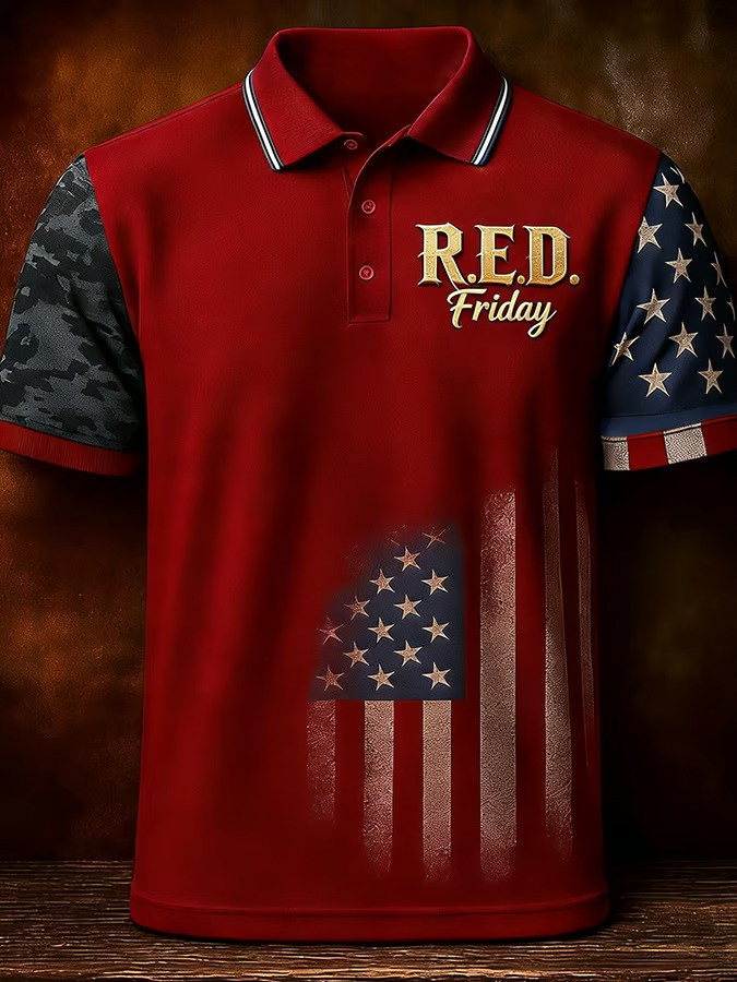 R.E.D. Friday American Polo Shirt Patriotic Military Outfit Best Gift For Veteran Supporters