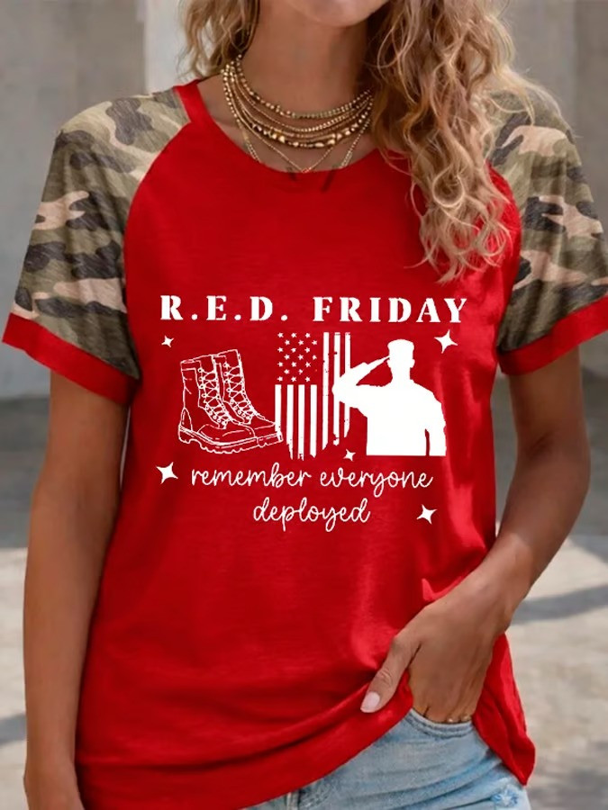 R.E.D. Friday Remember Everyone Deployed T-Shirt Military Camo Graphic Tee Best Gift For Supporters