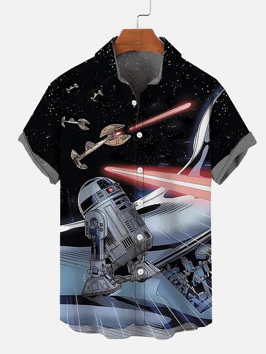 R2-D2 Star Wars Hawaiian Shirt Millennium Falcon Planet Star Wars Themed Gifts