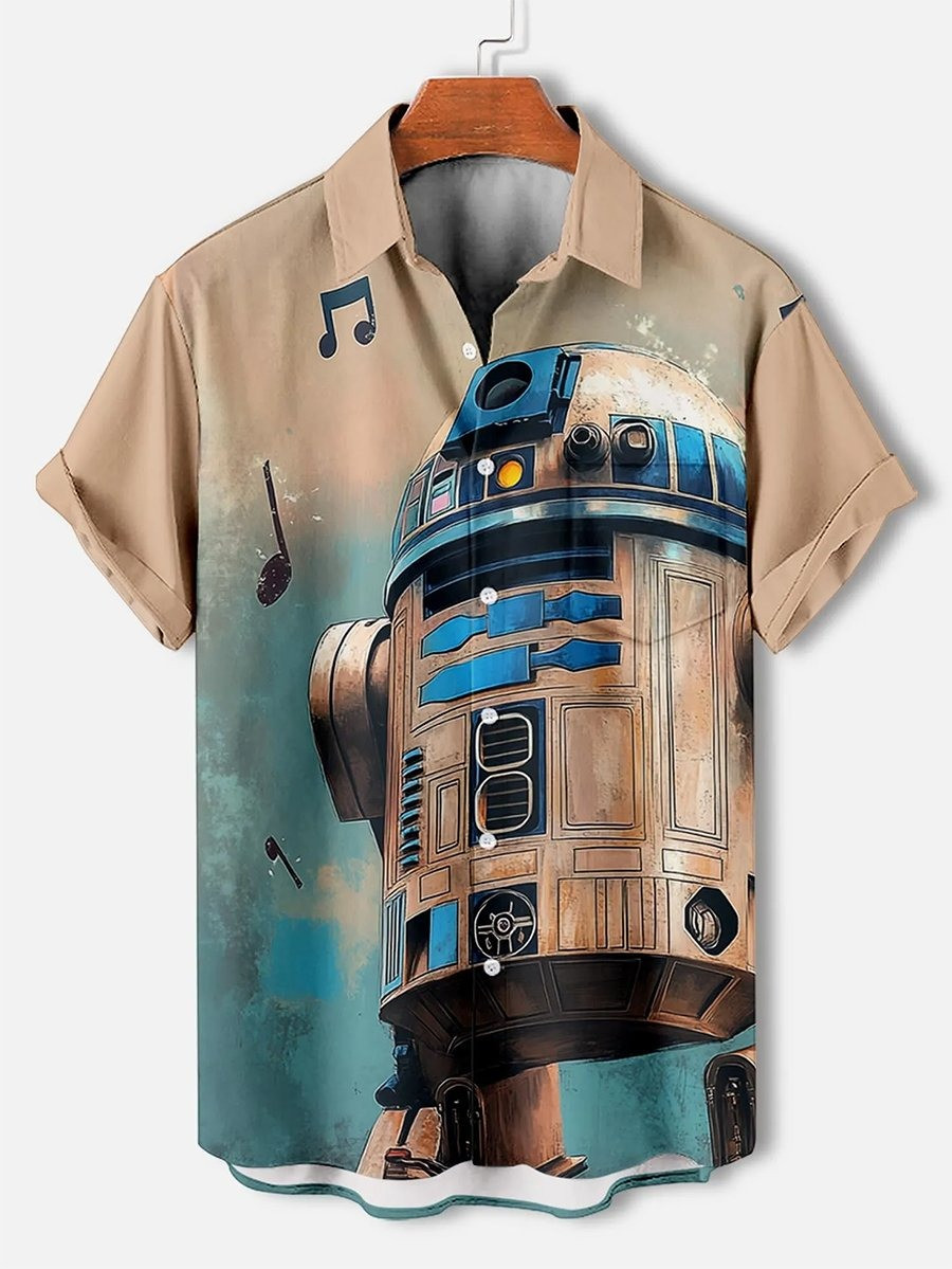 R2-D2 Star Wars Hawaiian Shirt Music Vintage Print Star Wars Gift Ideas For Adults