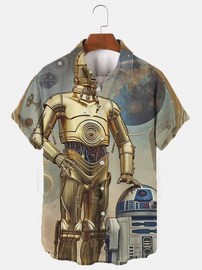 R2-D2 Star Wars Hawaiian Shirt Short Sleeve Button Up Shirt Cool Star Wars Gifts